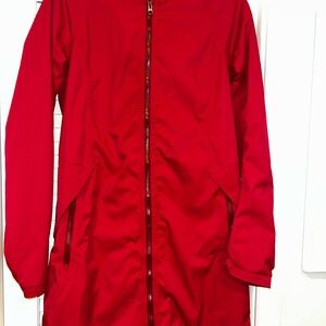 Lu Lu Lemon Red Zip-Up Rain Jacket